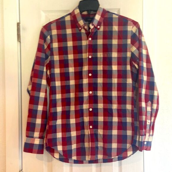 J. Crew red white and blue button down long sleeve Small - Picture 1 of 5
